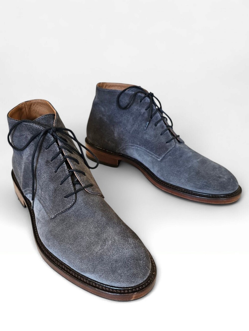 ANTONIO MAURIZI Italy Men Gray Suede Lace Up Ankle Boots 43/10